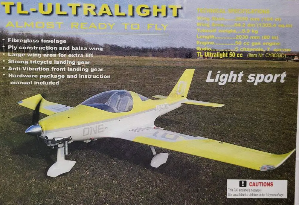 CYModel 104&quot; TL-2000 Ultralight GST Inc New Stock x 1 yellow white