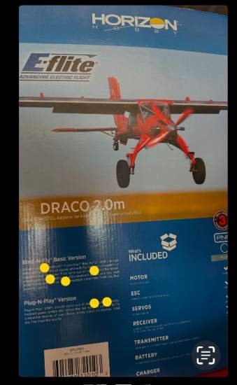 E-flite Draco 2.0m RC Plane – Unopened, Built-in Receiver Included 